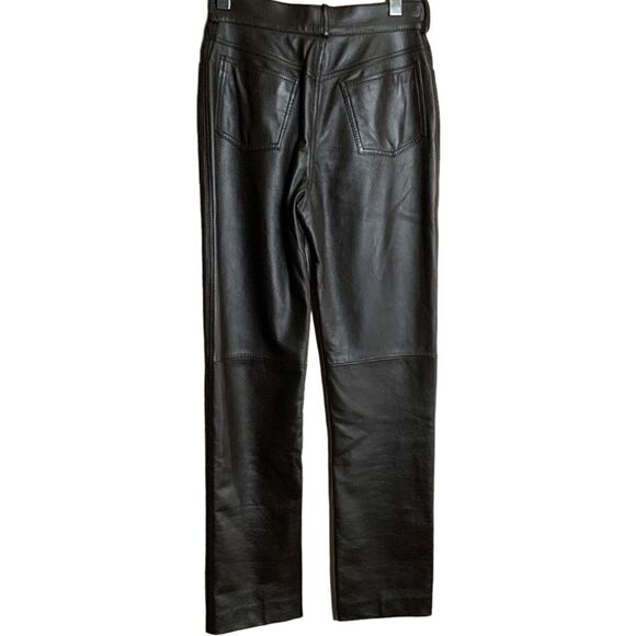 LAMATTA 100% Lamb Leather Dk. Brown 5 Pocket Lined Pants Sz 6 MADE IN ITALY - Picture 4 of 10